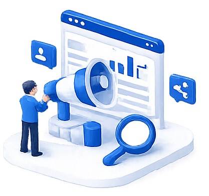 Increase Brand Awareness - Digital Marketing Strategy Illustration